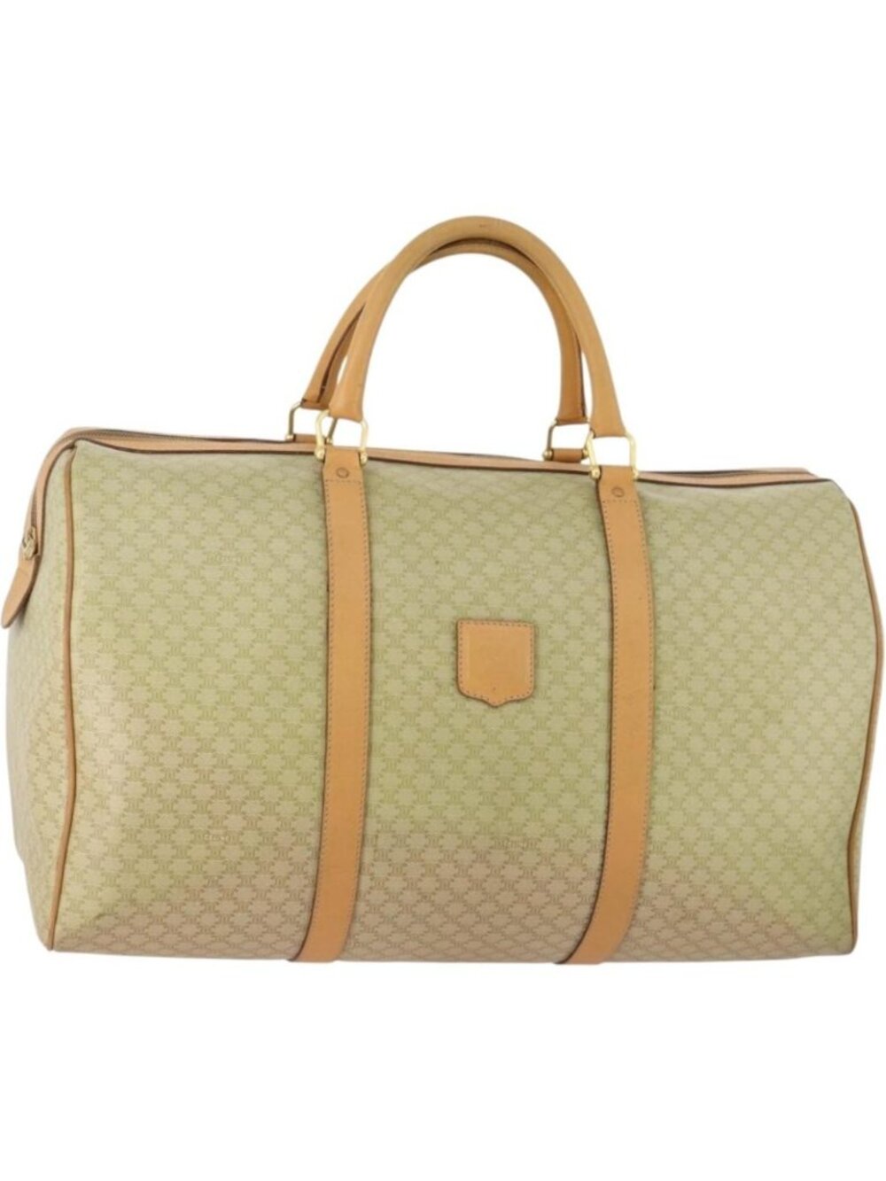 CELINE Macadam Canvas Boston Bag PVC Beige Gold